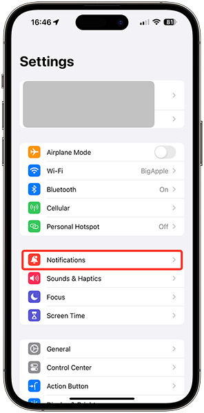 iOS Phone settings - Notifications