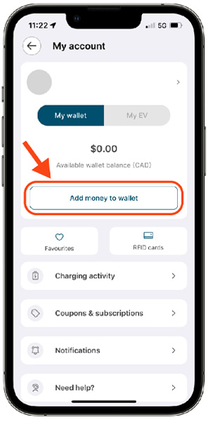 Mobile app - Add money to wallet