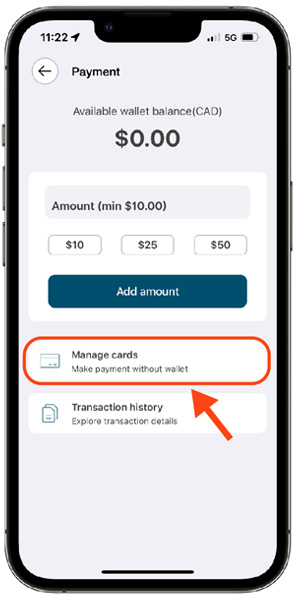 Mobile app - Manage cards