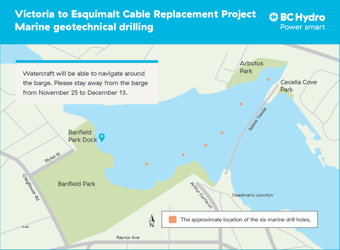 Victoria to Esquimalt cable replacement project map