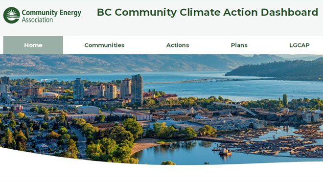 Screenshot of the Community Energy Association's BC Climate Action Dashboard