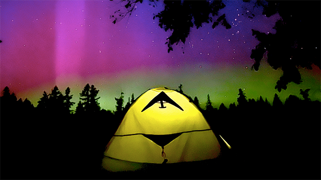 Aurora Borealis with a tent