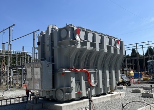 Transformer on a new pad at the site.