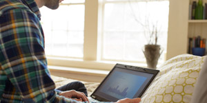 Man checking his MyHydro profile on his laptop