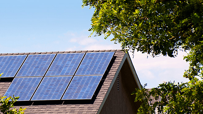 Solar panels on a gabled roof