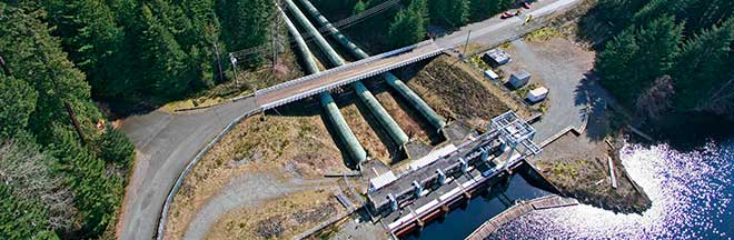 Water intake at John Hart dam at Campbell River