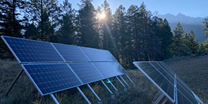 Solar panels under sky