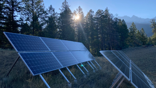 Solar panels under sky